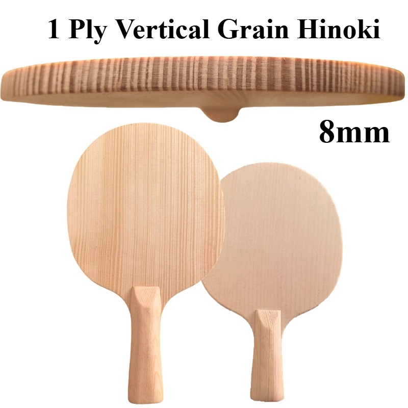 Table Tennis Paddles - 1-Ply 8mm Vertical Grain Hinoki Table
